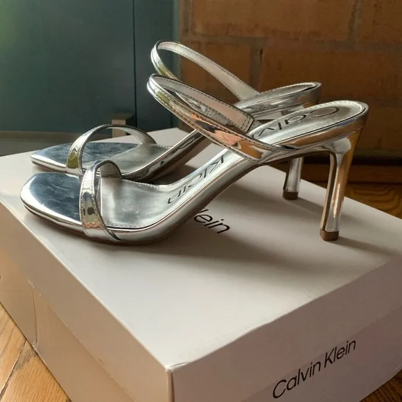Calvin Klein Silver Halena Heel 6.5 - Picture 2 of 6